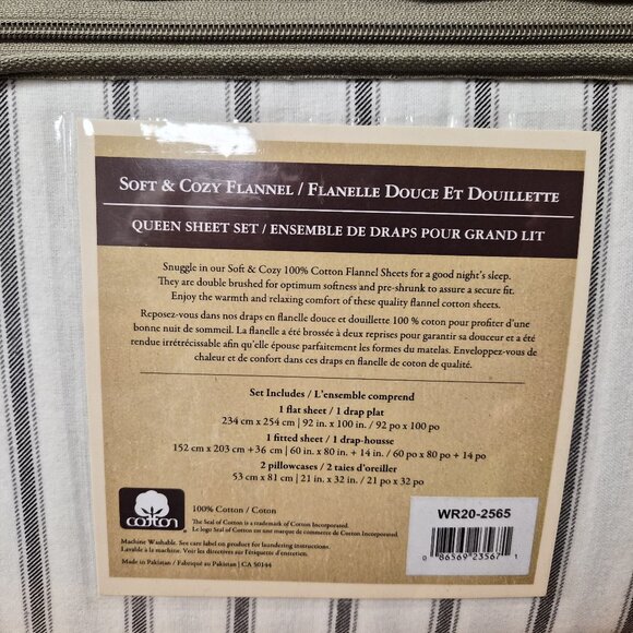 Woolrich Queen Stripes Flannel Sheet Set 100% Cotton Cozy Minimalist Rustic Lodg - Picture 3 of 7